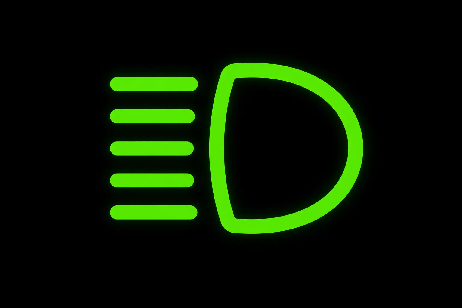 Headlight Indicator Light dashboard symbol icon showing low beam headlights turned on