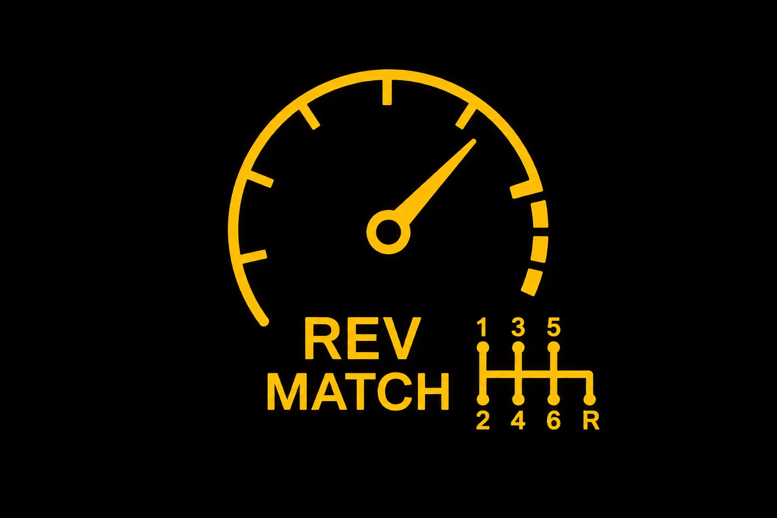 Rev-Match System dashboard symbol icon indicating automatic rev matching feature for manual transmission