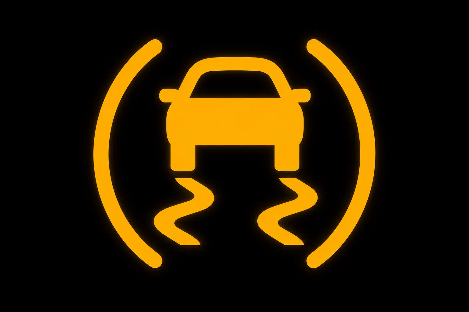 Traction Control Warning Light dashboard symbol icon with skidding car indicator