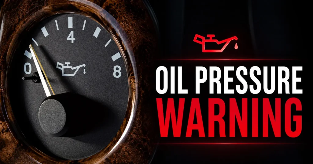 Oil pressure warning light illuminated on a car dashboard indicating low engine oil pressure and a potential engine lubrication problem.